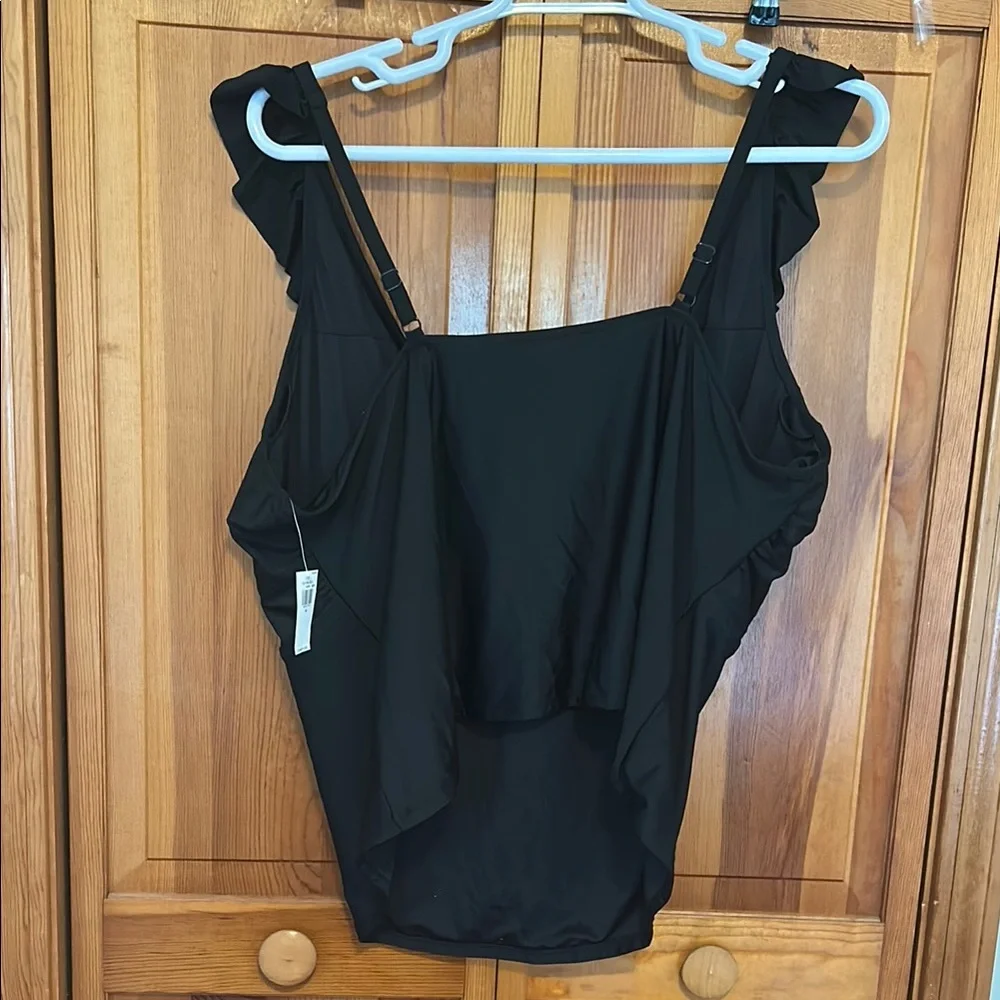 Old Navy Black Ruffle Bikini Swim Top Plus 4X NWT | Adjustable Straps